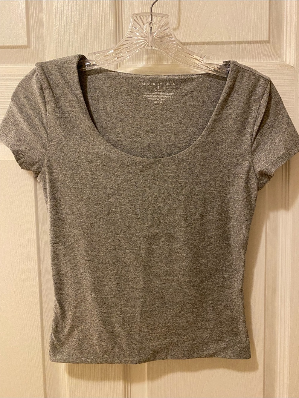 Sincerely Jules Gray Scoop Neck Short Sleeve Tee